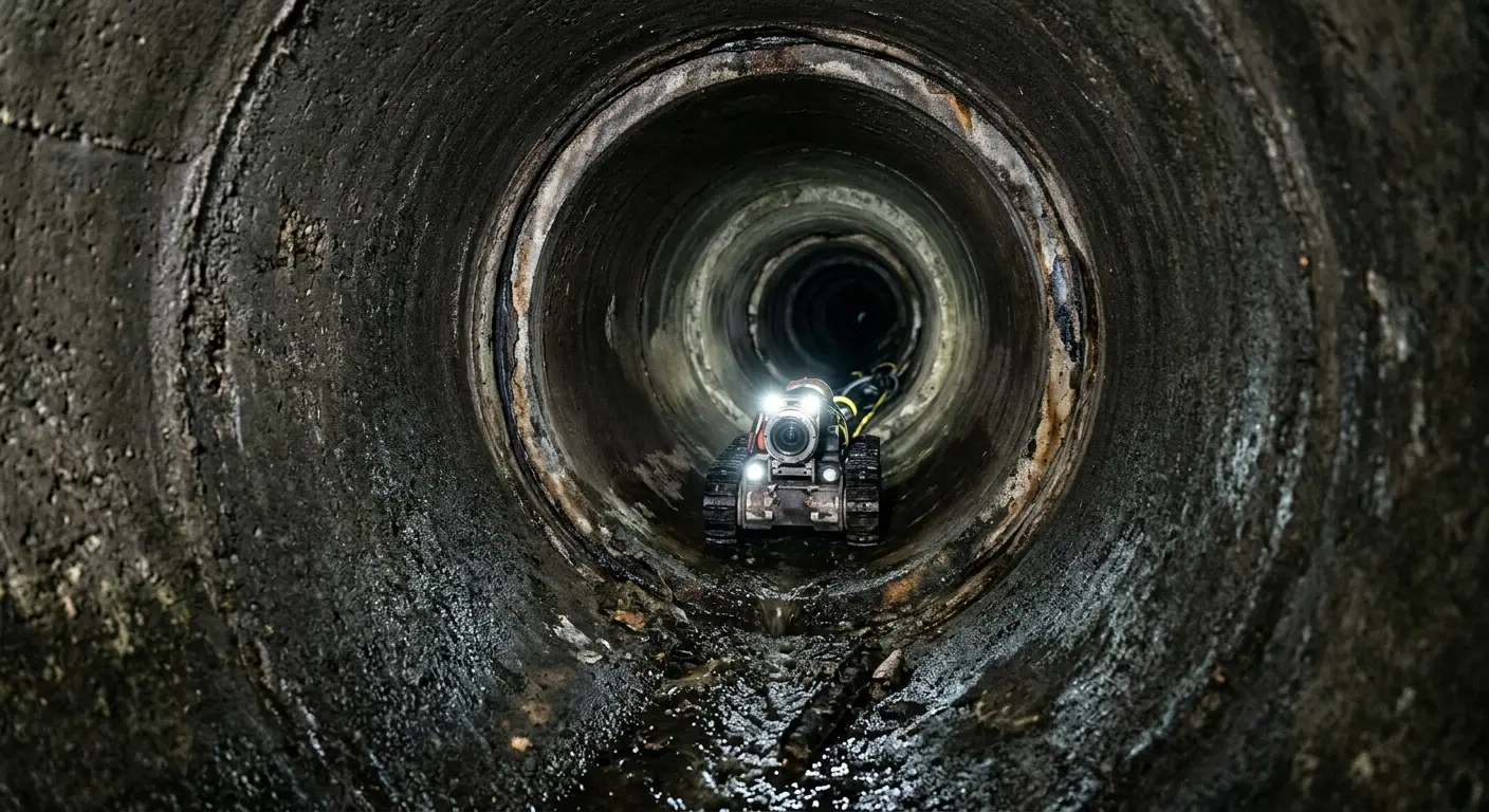 Robotic sewer camera inspecting pipe interior for Drain Snake Service in Duarte